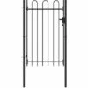 LES TENDANCES Portillon Simple Porte Avec Dessus Arqué Acier 1x1,5 M Noir -Portail Soldes Boutique 66923096 1