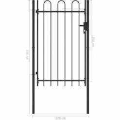 LES TENDANCES Portillon Simple Porte Avec Dessus Arqué Acier 1x1,5 M Noir -Portail Soldes Boutique 66923096 5