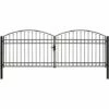 LES TENDANCES Portillon Double Porte Avec Dessus Arqué Acier 400x125 Cm Noir -Portail Soldes Boutique 66923472 1