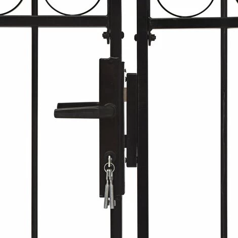 LES TENDANCES Portillon Double Porte Avec Dessus Arqué Acier 400x125 Cm Noir 6 LES TENDANCES Portillon Double Porte Avec Dessus Arqué Acier 400x125 Cm Noir – Image 4