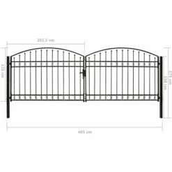 LES TENDANCES Portillon Double Porte Avec Dessus Arqué Acier 400x125 Cm Noir 11 LES TENDANCES Portillon Double Porte Avec Dessus Arqué Acier 400x125 Cm Noir -Portail Soldes Boutique 66923472 5