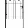 LES TENDANCES Portillon Simple Porte Avec Dessus Arqué Acier 1x1 M Noir -Portail Soldes Boutique 66923713 1