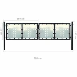 LES TENDANCES Portail Simple De Clôture Noir 300x150 Cm -Portail Soldes Boutique 66923937 5
