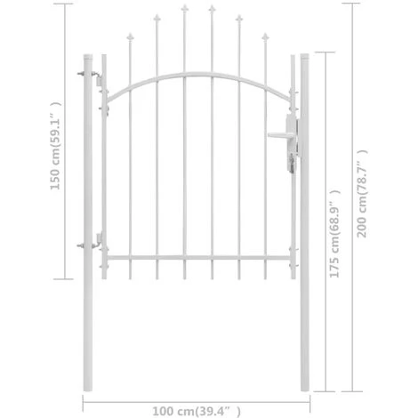 LES TENDANCES Portail De Jardin Acier 1 X 2 M Blanc 7 LES TENDANCES Portail De Jardin Acier 1 X 2 M Blanc – Image 5