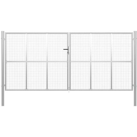 LES TENDANCES Porte De Jardin Acier Galvanisé 415x225 Cm Argenté 2 LES TENDANCES Porte De Jardin Acier Galvanisé 415x225 Cm Argenté