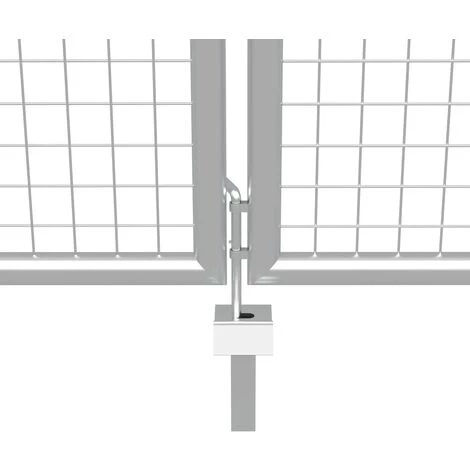 LES TENDANCES Porte De Jardin Acier Galvanisé 415x225 Cm Argenté 5 LES TENDANCES Porte De Jardin Acier Galvanisé 415x225 Cm Argenté – Image 4