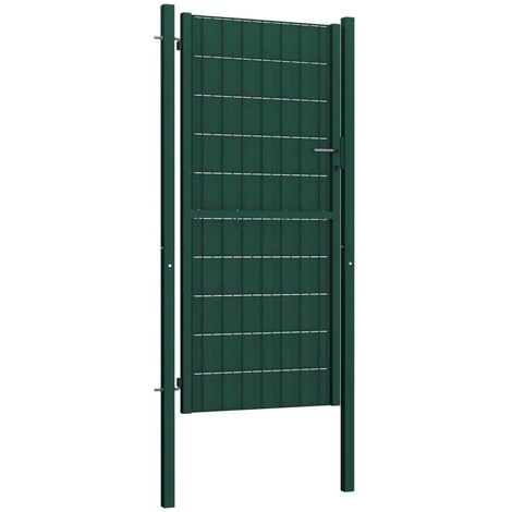 LES TENDANCES Portail De Clôture PVC Et Acier 100x164 Cm Vert 4 LES TENDANCES Portail De Clôture PVC Et Acier 100x164 Cm Vert – Image 2