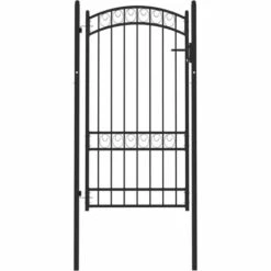 TRUE DEAL Portail De Clôture Avec Dessus Arqué Acier 100x175 Cm Noir
