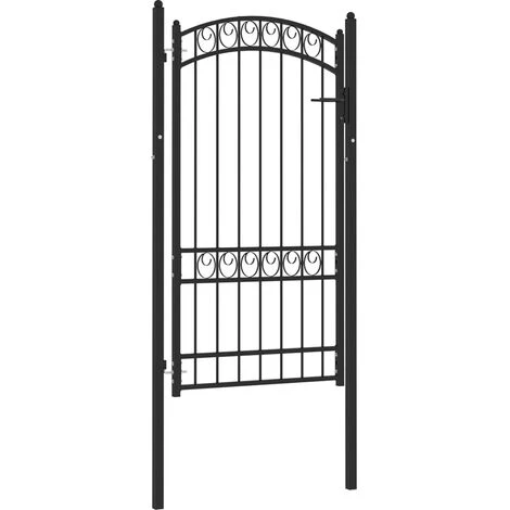 TRUE DEAL Portail De Clôture Avec Dessus Arqué Acier 100x175 Cm Noir 4 TRUE DEAL Portail De Clôture Avec Dessus Arqué Acier 100x175 Cm Noir – Image 2