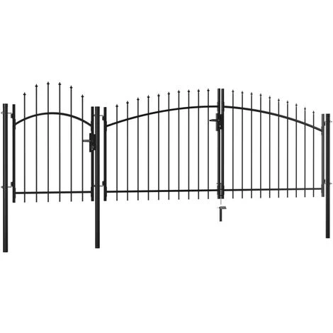 PESCE Portail De Jardin Acier 2 X 4 M Noir 4 PESCE Portail De Jardin Acier 2 X 4 M Noir – Image 2