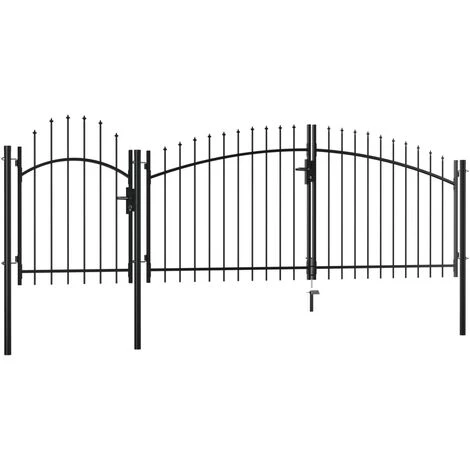 PESCE Portail De Jardin Acier 1,75 X 4 M Noir 4 PESCE Portail De Jardin Acier 1,75 X 4 M Noir – Image 2