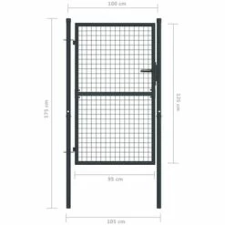 MAISONCHIC Portail En Maille De Jardin - Portillon De Clôture Acier Galvanisé 100 X 175 Cm Gris -Portail Soldes Boutique 67652488 5