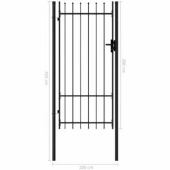 FUHUIDATRADING Portillon Simple Porte Avec Dessus à Pointe Acier 1x2 M Noir -Portail Soldes Boutique 67816865 5