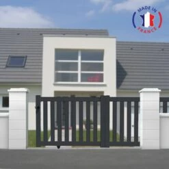 PACKIT Portail Aluminium Coulissant Ajouré En Kit Dimension L.3000 (entre Piliers) X H.1200 Mm Couleurs Gris (RAL 7016)