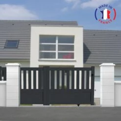 PACKIT Portail Aluminium Coulissant Semi-ajouré En Kit Dimension L.3000 (entre Piliers) X H.1300 Mm Couleurs Gris (RAL 7016)