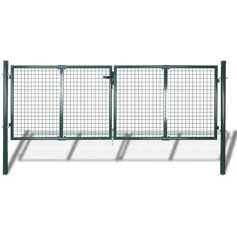 VidaXL Portail De Clôture En Grillage Galvanisée 289x75 Cm/306x125 Cm - Vert 3 VidaXL Portail De Clôture En Grillage Galvanisée 289x75 Cm/306x125 Cm - Vert