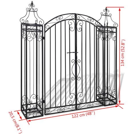 VidaXL Portillon Ornemental De Jardin Fer Forgé 122 X 20,5 X 134 Cm - Noir 7 VidaXL Portillon Ornemental De Jardin Fer Forgé 122 X 20,5 X 134 Cm - Noir – Image 5