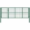 VidaXL Portail De Clôture De Jardin Avec Poteaux 350x120 Cm Acier Vert - Vert -Portail Soldes Boutique 8171572 1