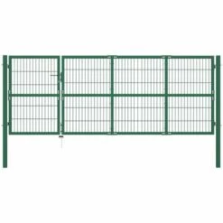 VidaXL Portail De Clôture De Jardin Avec Poteaux 350x120 Cm Acier Vert - Vert